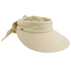 Scala Arosa Deluxe Visor With Bow -Horse Trail Haven Sales Store arosa deluxe cotton visor bow natural brim V25 NAT scala 32606.1691251153
