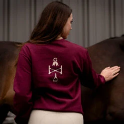 TKEQ Athletic Motif Sweatshirt 9 TKEQ Athletic Motif Sweatshirt -Horse Trail Haven Sales Store athletic motif sweatshirt burgundy back ATH MOTIF tkeq 96153.1668466302