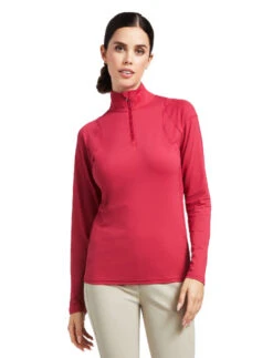 Ariat Auburn Quarter Zip Baselayer -Horse Trail Haven Sales Store auburn 1 4 zip baselayer red bud front 10039495 ariat 18560.1662078733