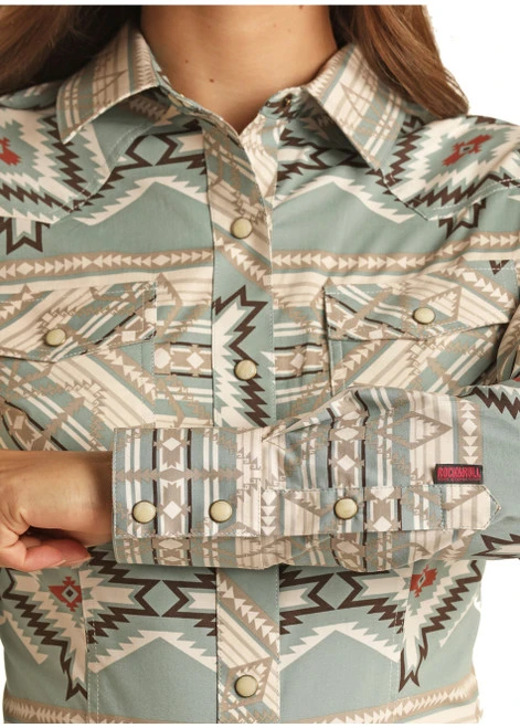 Rock & Roll Aztec Print Snap Shirt 1 Rock & Roll Aztec Print Snap Shirt