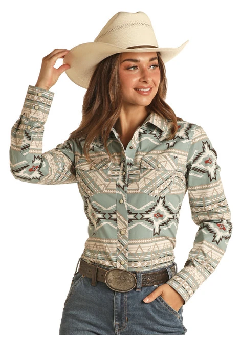 Rock & Roll Aztec Print Snap Shirt 2 Rock & Roll Aztec Print Snap Shirt - Image 2