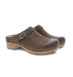 Dansko Berry Mule With Strap Mushroom Nubuck -Horse Trail Haven Sales Store berry clog mule strap mushroom pair dansko 72611.1676047790