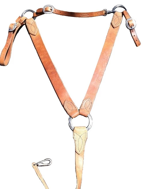 Buckaroo Leather Breast Collar With Engraved Rings 1 Buckaroo Leather Breast Collar With Engraved Rings
