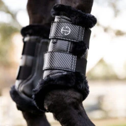 Halter Ego Brushing Boots -Horse Trail Haven Sales Store brushing boots blk blk lifestyle CARBON TECH BRUSHING halter ego 83704.1682645222