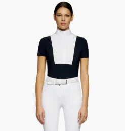 Cavalleria Toscana Hunter Competition Shirt Short Sleeve -Horse Trail Haven Sales Store competition SS poplin bib black front CAD192 JE002 CT 16368.1690565756