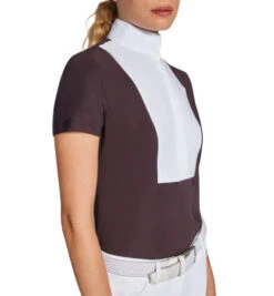 Cavalleria Toscana Hunter Competition Shirt Short Sleeve -Horse Trail Haven Sales Store competition SS poplin bib dk purple side CAD192 JE002 3A00 CT 03187.1690565758