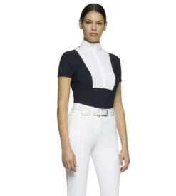 Cavalleria Toscana Hunter Competition Shirt Short Sleeve -Horse Trail Haven Sales Store competition SS poplin bib navy side CAD192 JE002 7901 CT 84887.1690565745