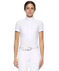 Cavalleria Toscana Hunter Competition Shirt Short Sleeve -Horse Trail Haven Sales Store competition SS poplin bib white front CAD192 JE002 0001 cavalleria 07556.1690565740