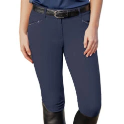 Ovation Elegance Sparkle Knee Patch Breeches -Horse Trail Haven Sales Store elegance KP breech navy 471195 ovation 59233.1626210676