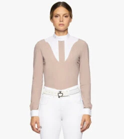 Cavalleria Toscana Bib Insert Competition Shirt Long Sleeve -Horse Trail Haven Sales Store jersey bib compet ls blush white front CAD212 JE022 1A00 cavalleria toscana 42316.1659805946