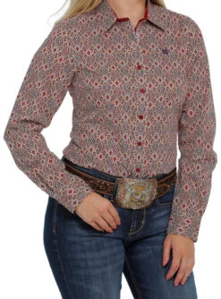 Cinch Performance Shirt No Pockets -Horse Trail Haven Sales Store lds cinch orint shirt ls multi side MSW9165025 miller 91986.1682987803