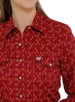 Cinch Ladies Print Snap Shirt 15 Cinch Ladies Print Snap Shirt -Horse Trail Haven Sales Store lds cinch print shirt ls red detail MSW9201036 cinch 63033.1677544060