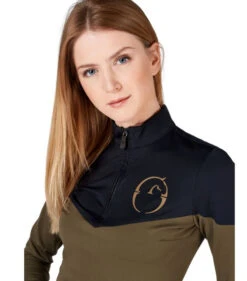 Vestrum Modane Training Top -Horse Trail Haven Sales Store modane training top blk brn front closeup 22W6564 65056 00068 olive black vestrum 23876.1666402781