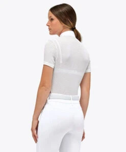 Cavalleria Toscana Pique Mesh Polo Short Sleeve -Horse Trail Haven Sales Store pique tech mesh polo ss white back POD343 PA005 0101 cavalleria toscana 23773.1684977435