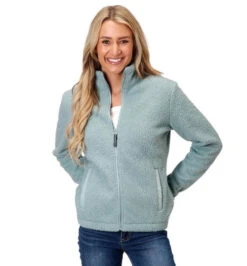 Roper Polar Fleece Zip Jacket -Horse Trail Haven Sales Store polar fleece zip mintgrn front 0309802506175 roper 92863.1666805030