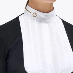 Cavalleria Toscana REVO Pleated Bib Show Shirt -Horse Trail Haven Sales Store revo pleated bib ls black front detail CAD210 JC031 9999 cavalleria toscana 99831.1659823873