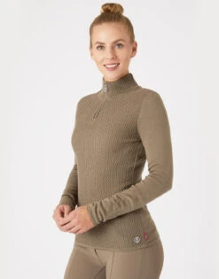 B Vertigo Ruth 1/4 Zip Sweater 12 B Vertigo Ruth 1/4 Zip Sweater -Horse Trail Haven Sales Store ruth sweater shiitake beige rider 33546 SBE b vertigo 07804.1667873014
