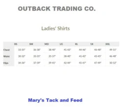 Outback Ladies Big Shirt -Horse Trail Haven Sales Store size chart ladies shirt outback 24338.1664565542