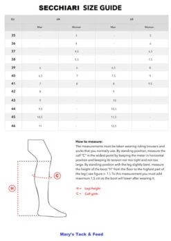 Secchiari Classic Field Boots -Horse Trail Haven Sales Store size guide secchiari boots 21367.1642365691