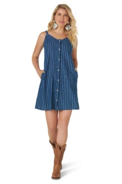 Wrangler Snap Front Dress 7 Wrangler Snap Front Dress -Horse Trail Haven Sales Store snap front indigo dress front full WD161B wrangler 82968.1615761797