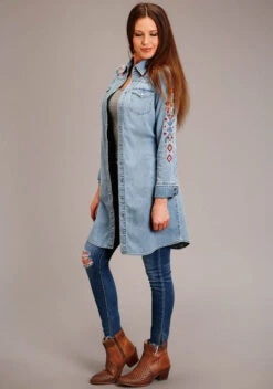 Stetson Southwest Embroidered Denim Dress 8 Stetson Southwest Embroidered Denim Dress -Horse Trail Haven Sales Store southwest embroidered dress denim side 1105705942010 stetson 19814.1678230647