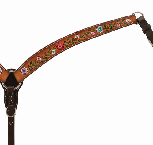 Turquoise Cross Floral Vine Contoured Breast Collar 1 Turquoise Cross Floral Vine Contoured Breast Collar