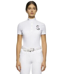 Cavalleria Toscana CT Team Red Stripe Polo -Horse Trail Haven Sales Store team compet polo ss white front POD274 JE022 0001 CT 14367.1640128200