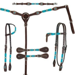 Circle Y Turquoise Round Up Breast Collar -Horse Trail Haven Sales Store turquoise round up tack set collection 1025 circle y 80927.1686171174