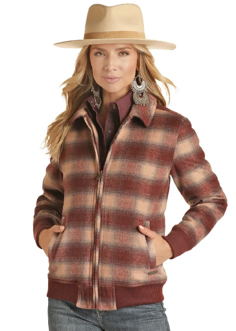 Powder River Wool Plaid Bomber Coat 1 Powder River Wool Plaid Bomber Coat