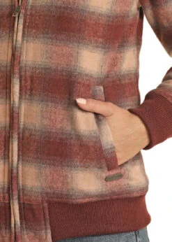 Powder River Wool Plaid Bomber Coat 5 Powder River Wool Plaid Bomber Coat -Horse Trail Haven Sales Store wool plaid bomber coat wine pocket PRWO92RZYV PRO 15234.1668616800